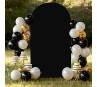 Highdi Color sólido Cubierta de Telón de Fondo de Arco, Cubierta de Fondo de Arco Elastano Elástico para Fiestas, Cumpleaños, Boda, Graduación, Fiesta, Accesorios de Fotos (CS25 Negro,7.2FT)