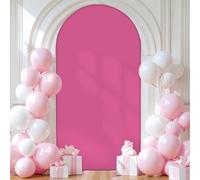 Highdi Color sólido Cubierta de Telón de Fondo de Arco, Cubierta de Fondo de Arco Elastano Elástico para Fiestas, Cumpleaños, Boda, Graduación, Fiesta, Accesorios de Fotos (CS25 Rosa,7.2FT)