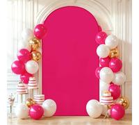 Highdi Color sólido Cubierta de Telón de Fondo de Arco, Cubierta de Fondo de Arco Elastano Elástico para Fiestas, Cumpleaños, Boda, Graduación, Fiesta, Accesorios de Fotos (CS25 Rosa Fuerte,7.2FT)