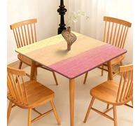 Highdi Cuadrado Mantel Impermeable, Mantel de Tela Oxford Antimanchas Protector Mesa con Borde Elástico, Cubre Encimera para Cocina Comedor, Impresión en Color (Color Rosa,90x90cm)