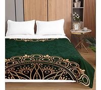 Highdi Estilo Mandala Colcha de Verano, Colcha para Verano Reversible Ligera y Suave Microfibra Cubre Cama Fina, Colchas Cama Individuales Dobles Modernas (230 * 260cm,Verde Oscuro)