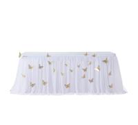 Highdi Falda de Mesa de Tul, Postre recepción Falda de Mesa Faldas de Mesa de Largo Tul decoración de la Tabla, Boda, cumpleaños, Partido, Barra, Baile de Fin de Curso (6FT(1.85 * 0.77m),Blanco)