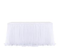 Highdi Falda de Mesa de Tul, Postre recepción Falda de Mesa Faldas de Mesa de Largo Tul decoración de la Tabla, Boda, cumpleaños, Partido, Barra, Baile de Fin de Curso (6FT,Blanco)