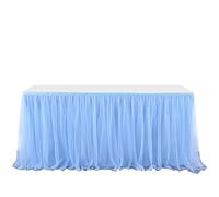 Highdi Falda de Mesa de Tul, Postre recepción Falda de Mesa Faldas de Mesa de Largo Tul decoración de la Tabla, Boda, cumpleaños, Partido, Barra, Baile de Fin de Curso (6FT,Azul)