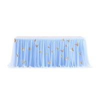 Highdi Falda de Mesa de Tul, Postre recepción Falda de Mesa Faldas de Mesa de Largo Tul decoración de la Tabla, Boda, cumpleaños, Partido, Barra, Baile de Fin de Curso (6FT(1.85 * 0.77m),Azul Claro)