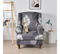 Highdi Funda de Sillón de Orejero Elástica, Moda Geometría Funda de Sofá Relax con Funda de Cojín 2-Piezas, Fundas Protector de Butaca para Strandmon, Dormitorio Recepción Club (Pluma Gris)