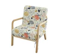 Highdi Funda de Sillón de Spandex Suave y Elástica con Estampado Floral, Funda para Butaca de Salon Protectora de Sillón con Brazo de Madera Antideslizante con Cremallera (Beige,1 Plaza)