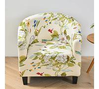 Highdi Funda de Sillón Elástica Chesterfield, Funda de Sofá Estampado Floral Clásico Universal Antideslizantes, Fundas Protector de Butaca para Dormitorio, Recepción, Club (Primavera Verde)