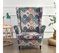 Highdi Funda de Sillón Orejero Elástica Estampado Floral Pastoril Fundas de Sillón + Funda Cojín Independiente, Fundas de Butacas Spandex para Sala de Estar Hogar Decor (Mandalas)