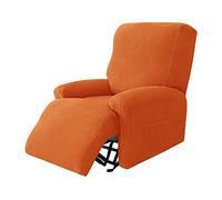 Highdi Funda de Sillón Relax Elástica para Sillón Reclinable,Funda Reclinable Vellón de Maíz 4 Piezas con Bolsillos Laterales,Antideslizante Extraíbles y Lavables Fundas Protector (Naranja)
