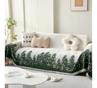 Highdi Funda de Sofá de Chenilla, Árbol de Navidad Manta Cubre Sofa Multiusos para 1 2 3 4 Plazas, Doble Cara Mantas Foulard Cómoda Cubrecama Protector Sofa Universal (180x230cm,Verde)