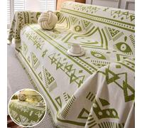 Highdi Funda de Sofá de Chenilla, Motivo Bohemio Manta Cubre Sofa Multiusos para 1 2 3 4 Plazas, Mantas Foulard Cómoda Cubrecama Protector Sofa Universal para Gatos Perros (180x260cm,Beige Verde)