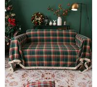 Highdi Funda de Sofá de Poliéster, Cuadros Navideños Clásicos Navidad Cubre Sofa Multiusos para 1 2 3 4 Plazas, Mantas Foulard Cómoda Cubrecama Protector Sofa Universal (Verde,180x300cm)