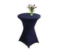 Highdi Funda elástica para Mesa Alta de Cocktail, Mantel Ajustable para Mesa de Catering, Decoración de Mesa para Boda, Fiestas, presentaciones, Cumpleaños (Azul Marino,80x110cm)