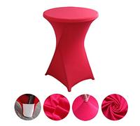 Highdi Funda elástica para Mesa Alta de Cocktail, Mantel Ajustable para Mesa de Catering, Decoración de Mesa para Boda, Fiestas, presentaciones, Cumpleaños (80x110cm,Rosa roja)