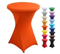 Highdi Funda elástica para Mesa Alta de Cocktail, Mantel Ajustable para Mesa de Catering, Decoración de Mesa para Boda, Fiestas, presentaciones, Cumpleaños (Naranja,80x110cm)