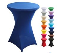 Highdi Funda elástica para Mesa Alta de Cocktail, Mantel Ajustable para Mesa de Catering, Decoración de Mesa para Boda, Fiestas, presentaciones, Cumpleaños (Azul Real,80x110cm)