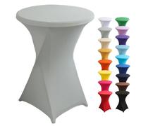 Highdi Funda elástica para Mesa Alta de Cocktail, Mantel Ajustable para Mesa de Catering, Decoración de Mesa para Boda, Fiestas, presentaciones, Cumpleaños (Gris Claro,80x110cm)