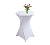 Highdi Funda elástica para Mesa Alta de Cocktail, Mantel Ajustable para Mesa de Catering, Decoración de Mesa para Boda, Fiestas, presentaciones, Cumpleaños (Blanco,80x110cm)