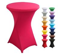 Highdi Funda elástica para Mesa Alta de Cocktail, Mantel Ajustable para Mesa de Catering, Decoración de Mesa para Boda, Fiestas, presentaciones, Cumpleaños (Rosa roja,80x110cm)