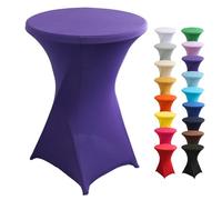 Highdi Funda elástica para Mesa Alta de Cocktail, Mantel Ajustable para Mesa de Catering, Decoración de Boda, Fiestas, presentaciones, Cumpleaños (Púrpura,80x110cm)