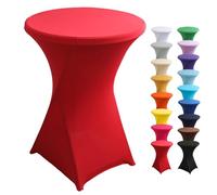 Highdi Funda elástica para Mesa Alta de Cocktail, Mantel Ajustable para Mesa de Catering, Decoración de Mesa para Boda, Fiestas, presentaciones, Cumpleaños (Rojo,80x110cm)