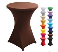 Highdi Funda elástica para Mesa Alta de Cocktail, Mantel Ajustable para Mesa de Catering, Decoración de Mesa para Boda, Fiestas, presentaciones, Cumpleaños (marrón,80x110cm)