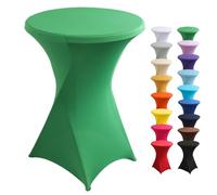 Highdi Funda elástica para Mesa Alta de Cocktail, Mantel Ajustable para Mesa de Catering, Decoración para Boda, Fiestas, presentaciones, Cumpleaños (Verde,80x110cm)