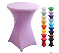Highdi Funda elástica para Mesa Alta de Cocktail, Mantel Ajustable para Mesa de Catering, Decoración para Boda, Fiestas, presentaciones, Cumpleaños (Rosa,80x110cm)