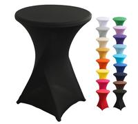 Highdi Funda elástica para Mesa Alta de Cocktail, Mantel Ajustable para Mesa de Catering, Decoración para Boda, Fiestas, presentaciones, Cumpleaños (Negro,60x110cm)