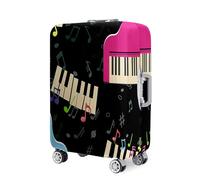Highdi Funda Maleta, 3D Serie de Notas Musicales Funda para Maletas 18-32 Pulgadas, Cubierta de Equipaje con Cremallera Anti-Polvo, Protector Antirayaduras Lavable (Piano,S(18-21pulgadas))