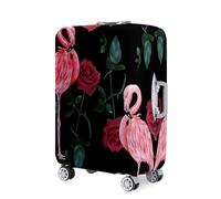 Highdi Funda Maleta, 3D Serie Tema de Flamenco Funda para Maletas 18-32 Pulgadas, Cubierta de Equipaje con Cremallera Anti-Polvo, Protector Antirayaduras Lavable (Negro,M(22-24pulgadas))