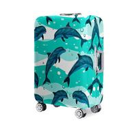 Highdi Funda Maleta, 3D Tema de Estampado de Delfines Funda para Maletas 18-32 Pulgadas, Cubierta de Equipaje con Cremallera Anti-Polvo, Protector Antirayaduras Lavable (Verde,XL(29-32pulgadas))