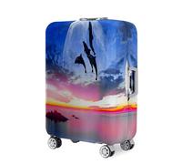Highdi Funda Maleta, 3D Tema de Estampado de Delfines Funda para Maletas 18-32 Pulgadas, Cubierta de Equipaje con Cremallera Anti-Polvo, Protector Antirayaduras Lavable (Rosa,L(25-28pulgadas))