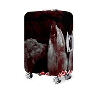 Highdi Funda Maleta, Funda para Maletas 18-32 Pulgadas, Cubierta de Equipaje con Cremallera Anti-Polvo, 3D Patrón de Lobo Protector Antirayaduras Lavable (Negro 2,L(25-28pulgadas))