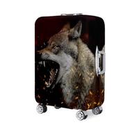 Highdi Funda Maleta, Funda para Maletas 18-32 Pulgadas, Cubierta de Equipaje con Cremallera Anti-Polvo, 3D Patrón de Lobo Protector Antirayaduras Lavable (Negro 3,L(25-28pulgadas))