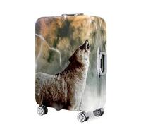 Highdi Funda Maleta, Funda para Maletas 18-32 Pulgadas, Cubierta de Equipaje con Cremallera Anti-Polvo, 3D Patrón de Lobo Protector Antirayaduras Lavable (Marrón,L(25-28pulgadas))