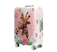 Highdi Funda Maleta, Tema de Jirafa Funda para Maletas 18-32 Pulgadas, Cubierta de Equipaje con Cremallera Anti-Polvo, Protector Antirayaduras Lavable (Rosa,S(18-21pulgadas))