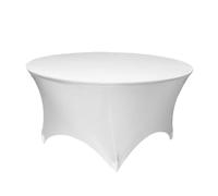 Highdi Funda Mesa Elástica para Redonda, Funda para Mesa Cocktail Elástico Spandex Ajustada para Mesa de Catering, Decoración de Mesa para Boda, Fiestas (120x75cm,Blanco Puro)