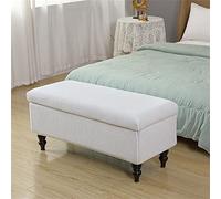 Highdi Funda Otomana con Almacenaje, Elástica Otomana Rectangular Extraíble Funda Reposapiés Sofa Lavable Otomana Almacenamiento Funda Otomana Puff Protector (90-120cm,Blanco)