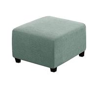 Highdi Funda Otomana Cuadrada de Tejido Jacquard Funda de Reposapiés de Sofá, Funda para Taburete Elástica Extraíble Moderno Protector de Puff con Parte Inferior Elástica (M,Verde Gris)
