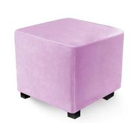 Highdi Funda Otomana Cuadrada de Terciopelo Suave, Funda de Reposapiés de Sofá, Funda de Taburete Elástica Funda Puff con Fondo Elástico, (Rosa,45x45x45cm)