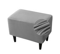 Highdi Funda Otomana de Terciopelo Suave y Elástico Funda de Puff Rectangular Funda de Reposapiés de Sofá, Funda para Taburete Extraíble Lavable con Parte Inferior Elástica (Gris Oscuro)