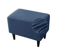 Highdi Funda Otomana de Terciopelo Suave y Elástico Funda de Puff Rectangular Funda de Reposapiés de Sofá, Funda para Taburete Extraíble Lavable con Parte Inferior Elástica (Azul Oscuro)