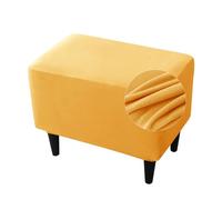 Highdi Funda Otomana de Terciopelo Suave y Elástico Funda de Puff Rectangular Funda de Reposapiés de Sofá, Funda para Taburete Extraíble Lavable con Parte Inferior Elástica (Oro)