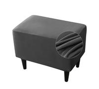 Highdi Funda Otomana de Terciopelo Suave y Elástico Funda de Puff Rectangular Funda de Reposapiés de Sofá, Funda para Taburete Extraíble Lavable con Parte Inferior Elástica (Negro)