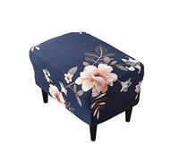 Highdi Funda otomana para taburete, rectangular, elástica, funda otomana, funda protectora lavable (flor perfumada azul)