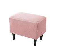 Highdi Funda Otomana Rectangular Color Sólido Jacquard Elástico Funda de Reposapiés de Sofá, Funda para Taburete Extraíble Lavable Protector de Puff con Parte Inferior Elástica (Rosa)