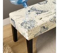 Highdi Funda Otomana Rectangular, Fundas Banco Elástica Funda Reposapiés Extraíble Funda de Puff Suave Cubierta de Taburete Retirable Lavable para Sala de Estar (107-140cm,Impermeable/Mariposa)