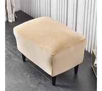 Highdi Funda Otomana Rectangular Terciopelo, Funda de Reposapiés de Sofá, Funda para Taburete Elástica Extraíble Moderno Protector de Puff con Parte Inferior Elástica (de Color Crema,1 Pieza)